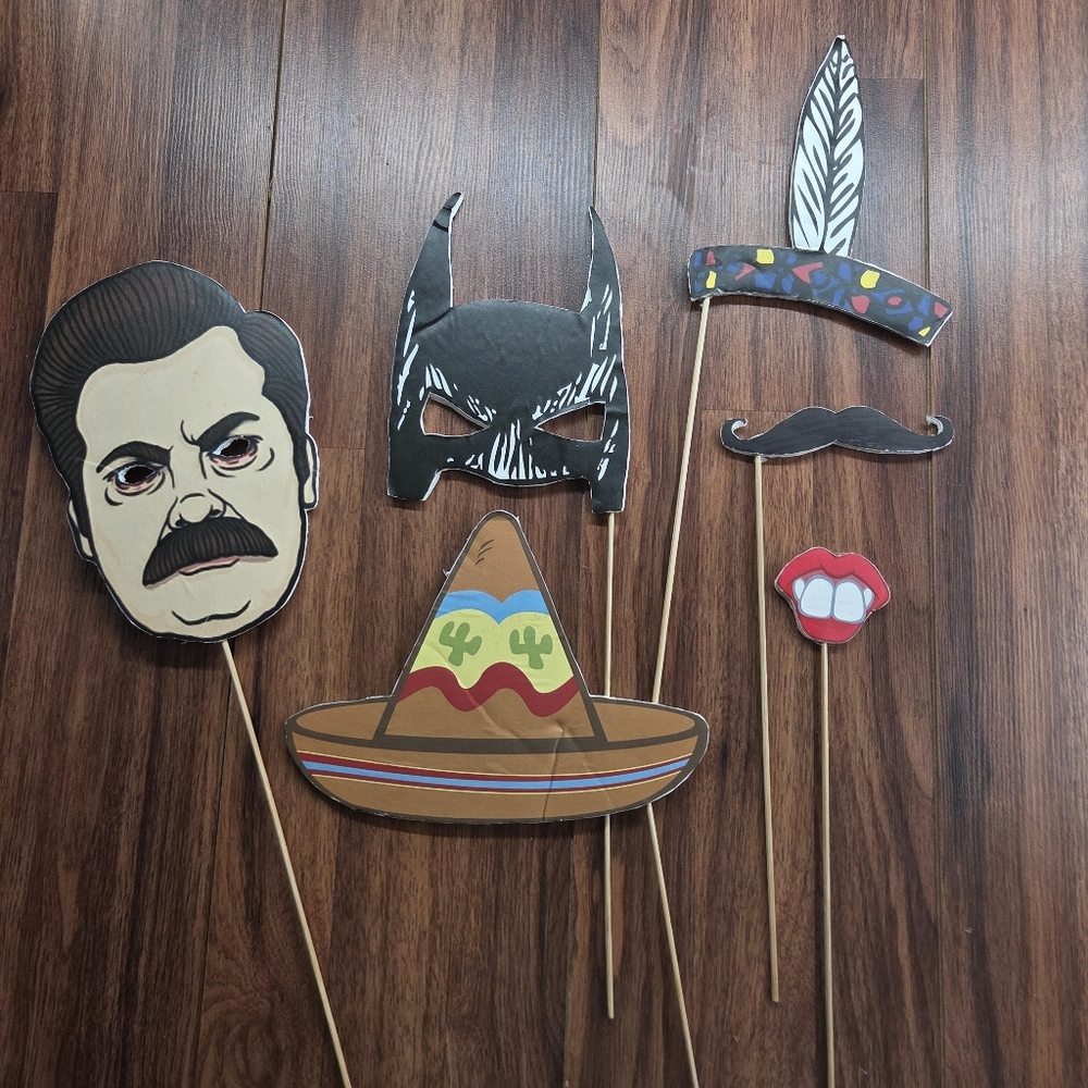 Foam Photo Props Hand Made Ron Swanson, Batman, etc. Set of 6